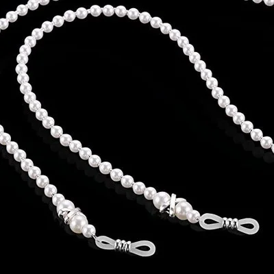 White Pearl Beaded Eyeglass Chain , Eyewear Sunglasses Cord Neck Strap Holder 4