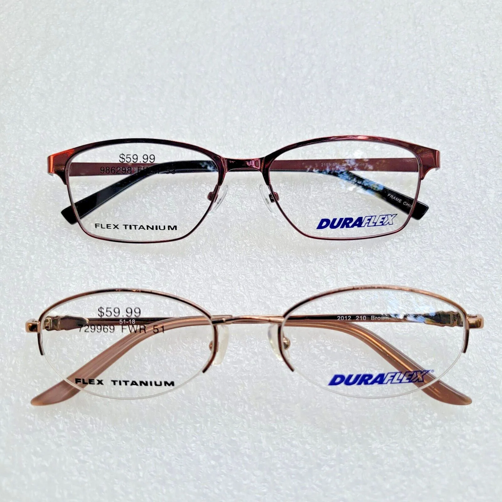Wholesale Bulk Lot 2 Designer Women Clear Lens Flex Titanium Eyeglasses Frames