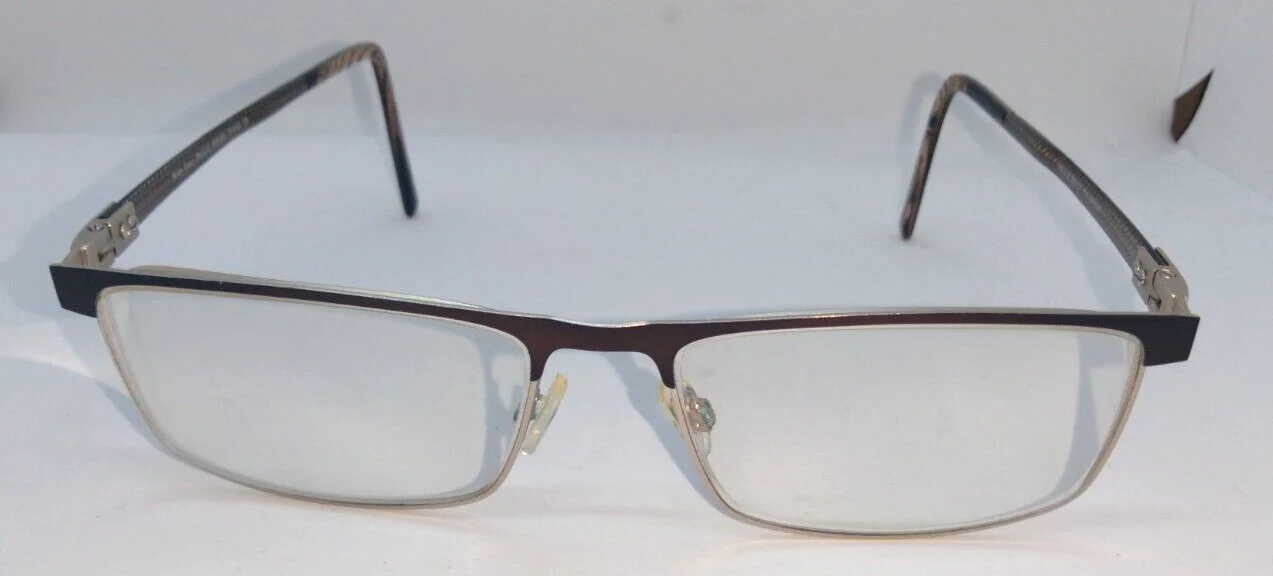 Wide Guyz Eyeglass Frames PAULIE Silver & Brown 60-17-155