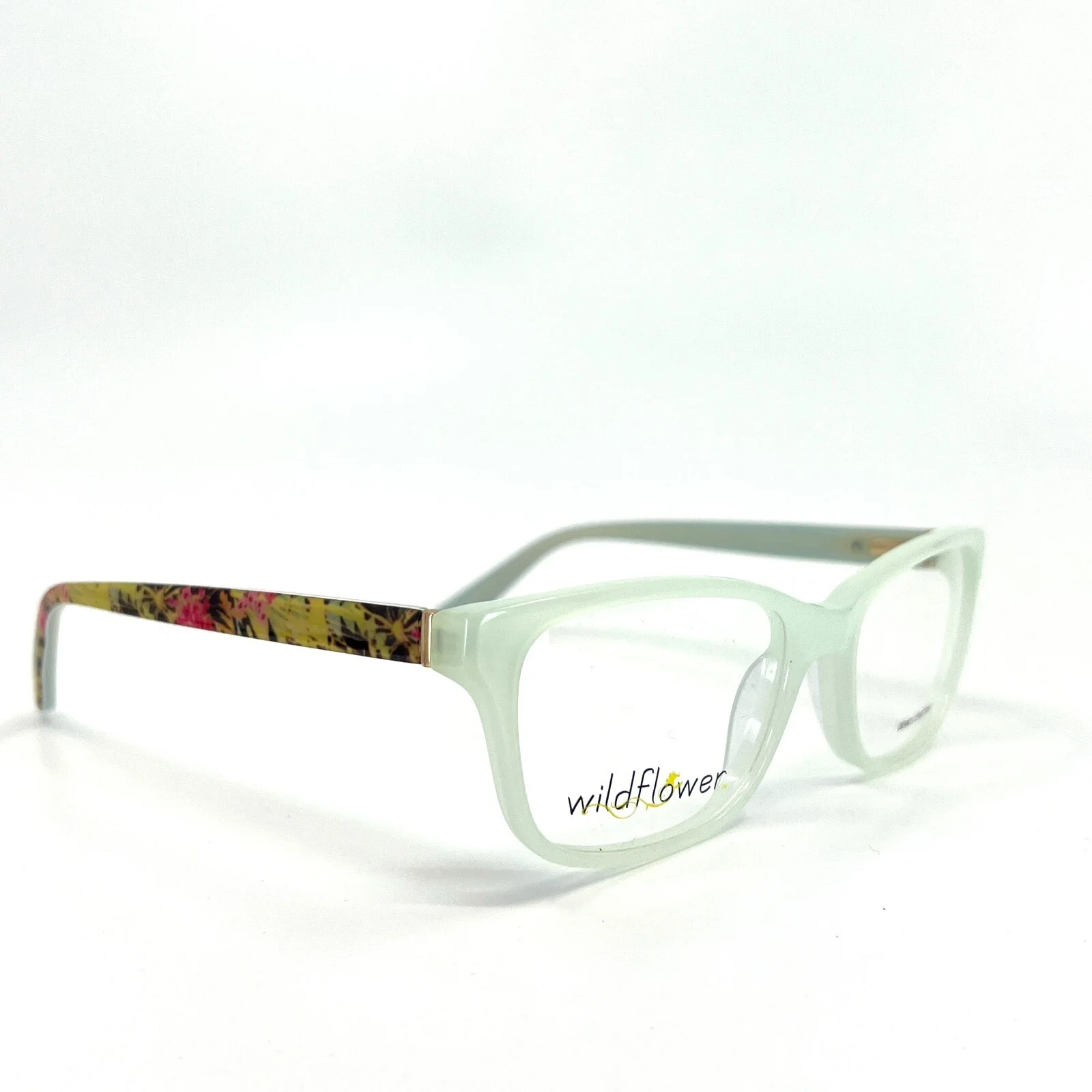WIldflower Bee Blossom Mint Leaf Eyeglasses Womens Clear Cat Eye 51-17 135 mm