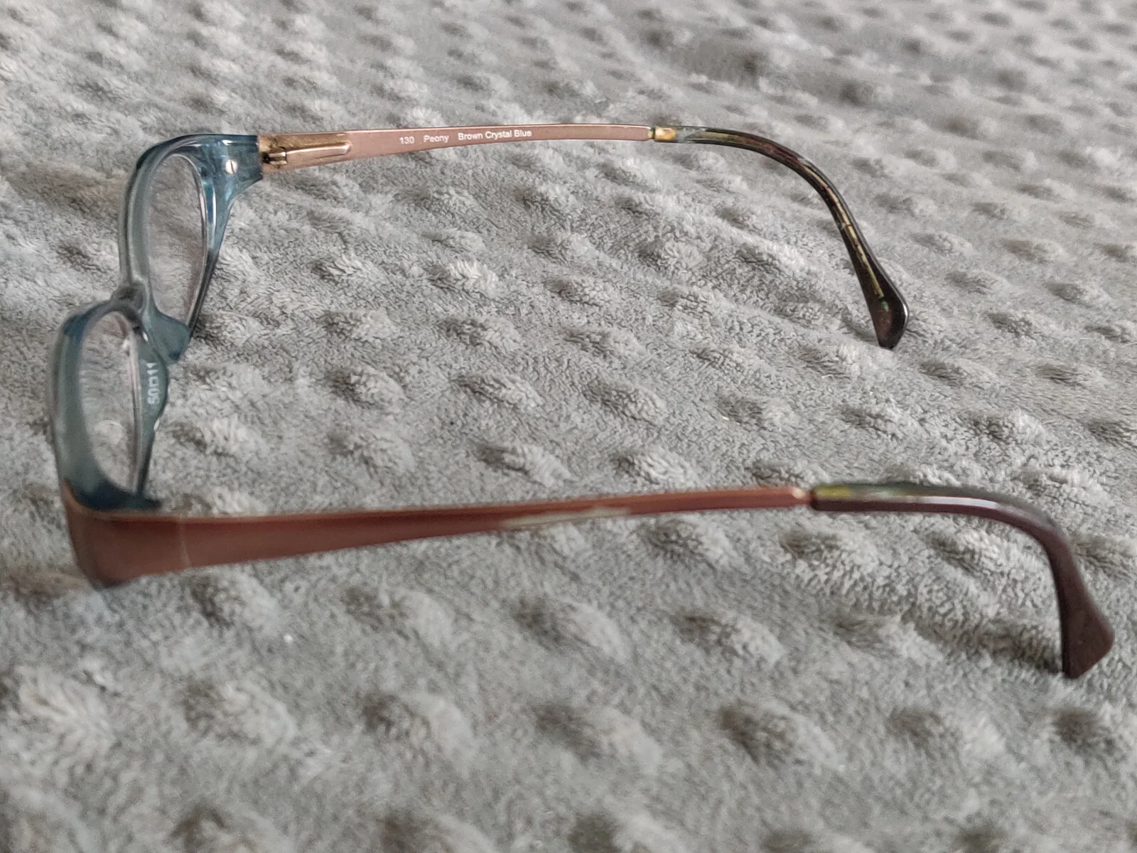 WildFlower Eyeglasses Peony Brown Crystal Blue Flex Hinge 50-11-130 Metallic