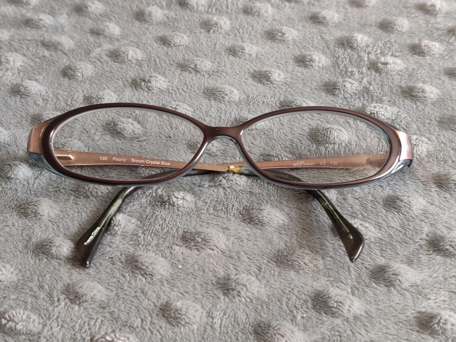 WildFlower Eyeglasses Peony Brown Crystal Blue Flex Hinge 50-11-130 Metallic 2