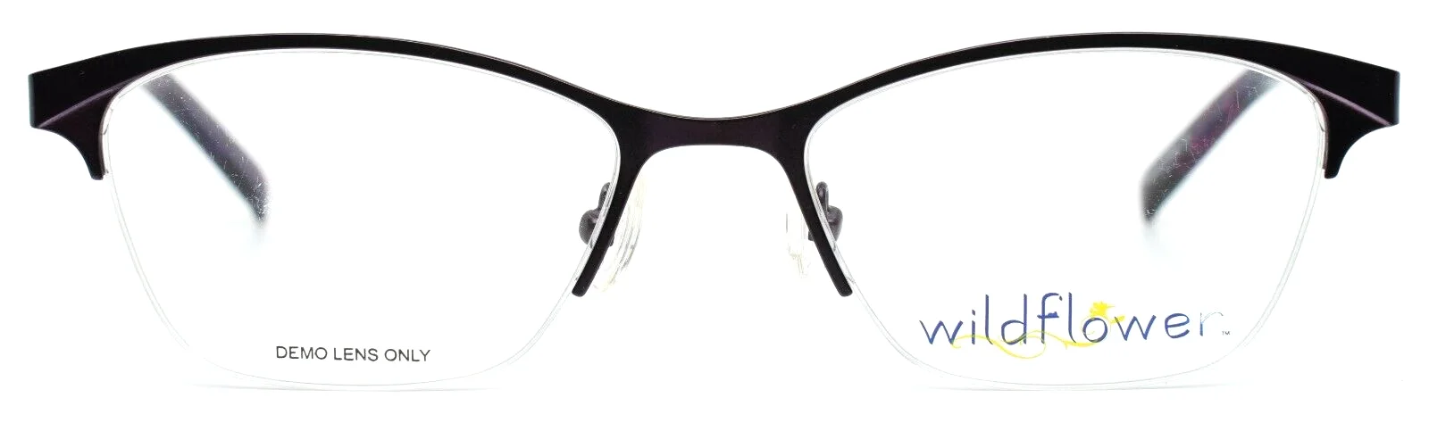 WILDFLOWER Gardenia PUR Dark Purple Womens Cat Eye Half Rim Eyeglasses 51-18-135 2
