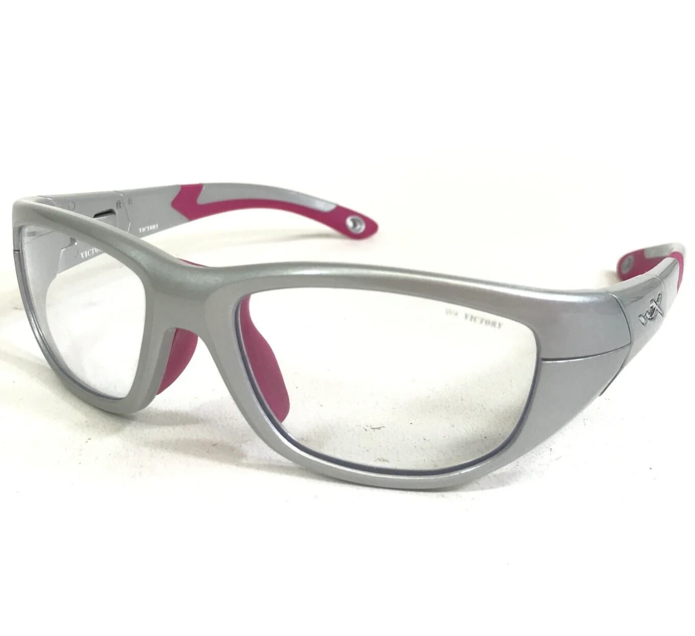 Wiley X Eyeglasses Frames Victory 1412 Pink Silver Wrap Without Strap 51-18-125 1