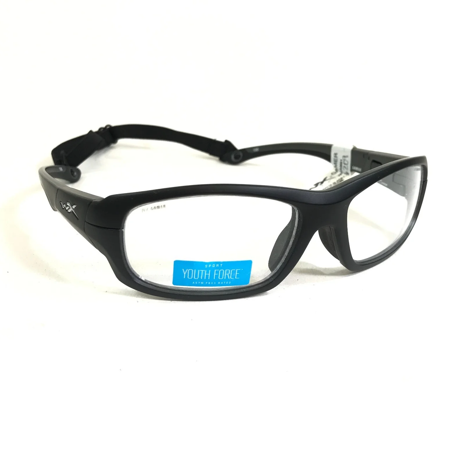 Wiley X Safety Eyeglasses Frames Gamer 1812 Matte Black Grey w Strap 57-18-135 2