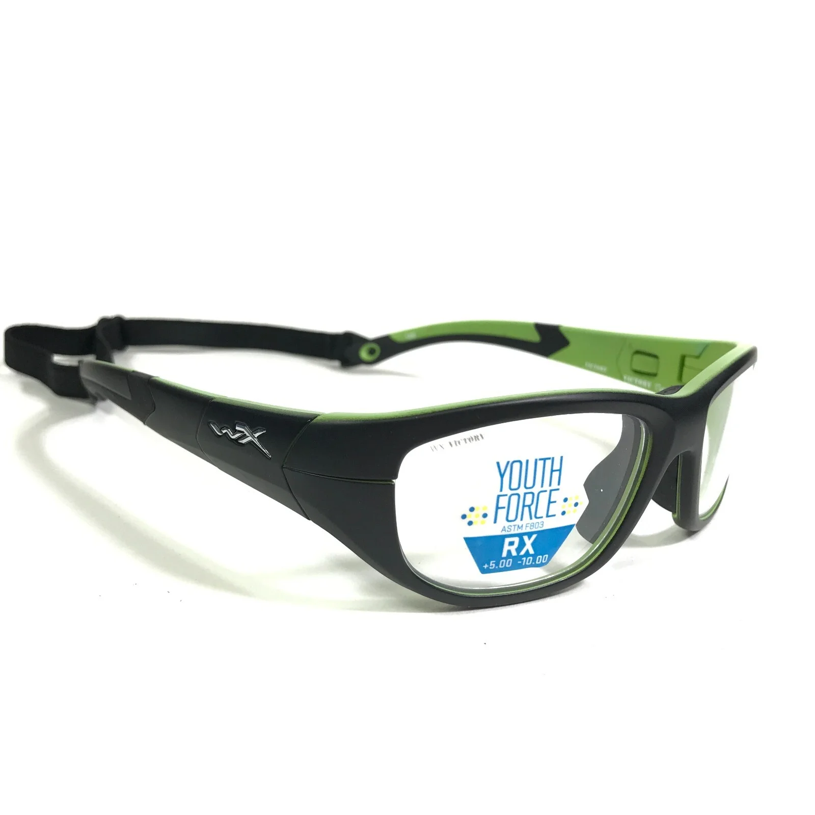 Wiley X Youth Force Kids Athletic Eyeglasses Frames Black Green 51-18-125 3
