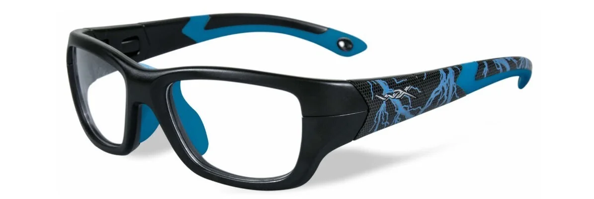 Wiley X Youth Force Series Flash Black Electric Blue New Safety Frame 48-17-125 3