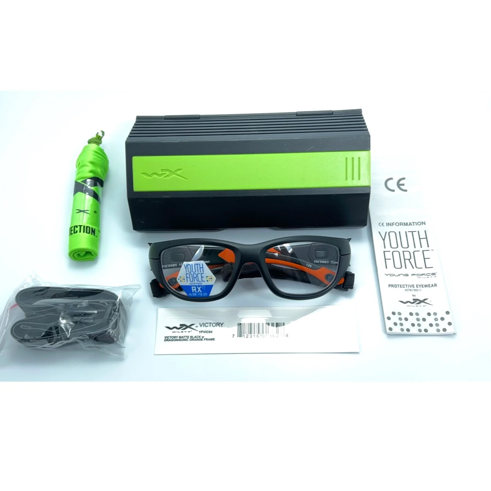 Wiley X Youth Force Victory 1501 Sport Eyeglasses Frame Matte Black Orange WX