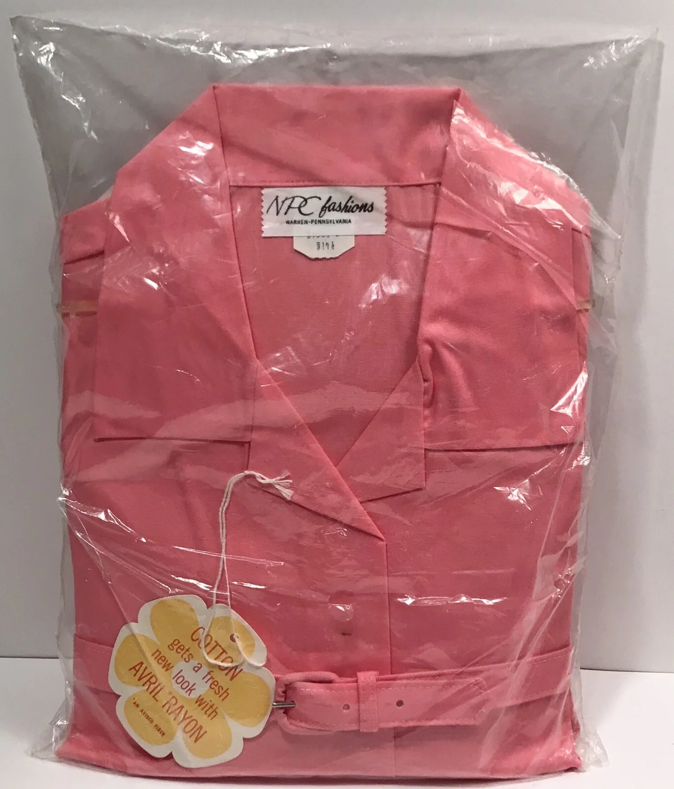 Women Shirt Dress PINK Belted Collar USA 14 Med Vintage HOUSEWIFE Movie Prop 4