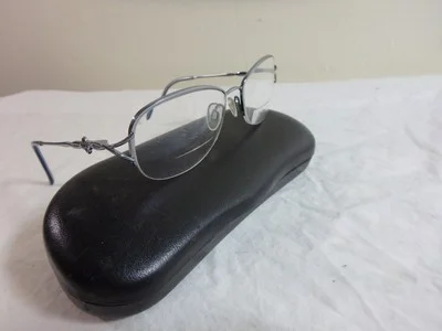 Womens Ashley Stewart Eyeglasses Frames silver and blue floral 52 17 130 2