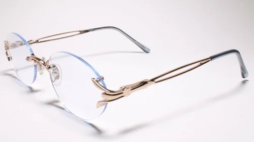 Womens Blue Tinted Lens Oval Gold Rimless 1.50 Reading Glasses - MODEL2162 2