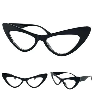 Womens Classy Elegant Modern Retro Clear Lens EYE GLASSES Black Frame RX Capable