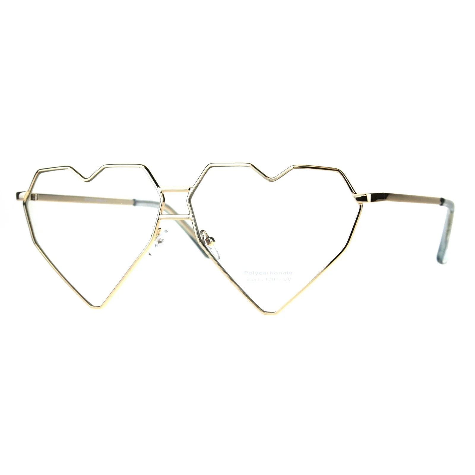 Womens Clear Lens Fashion Glasses Oversized Angled Heart Shape Eyeglasses