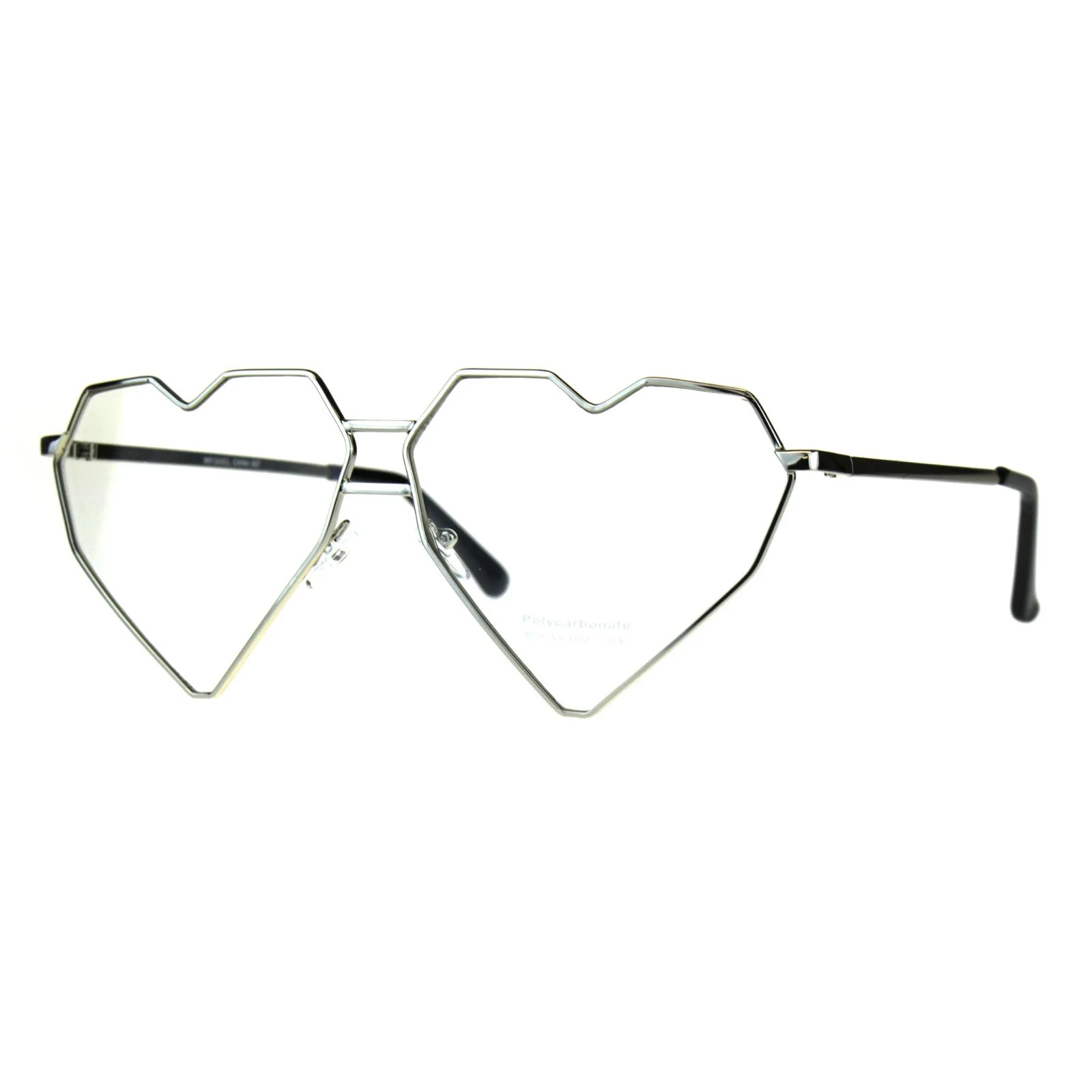 Womens Clear Lens Fashion Glasses Oversized Angled Heart Shape Eyeglasses 2