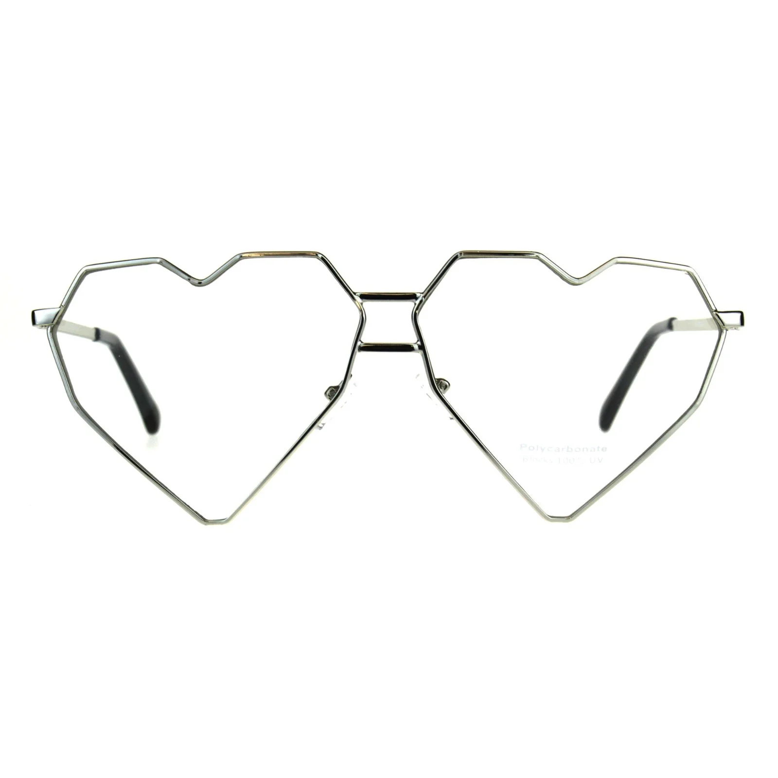Womens Clear Lens Fashion Glasses Oversized Angled Heart Shape Eyeglasses 3