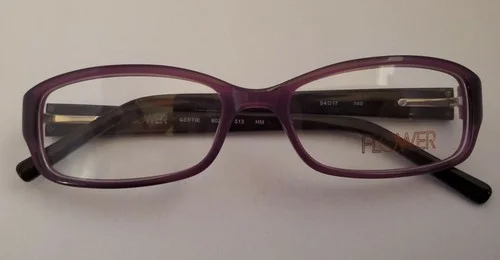 Womens Flower 6021 GERTIE Purple Rectangle Full Rim Eyeglasses Frames 54 17 140