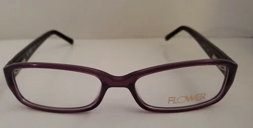 Womens Flower 6021 GERTIE Purple Rectangle Full Rim Eyeglasses Frames 54 17 140 2