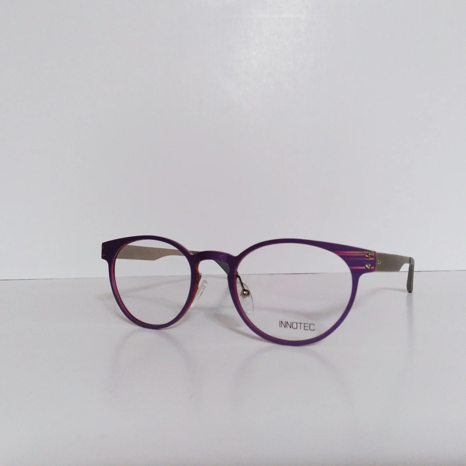 Womens Innotec Round Designer Eyeglasses Frames And Case 48-20-145 Purple Prism 2