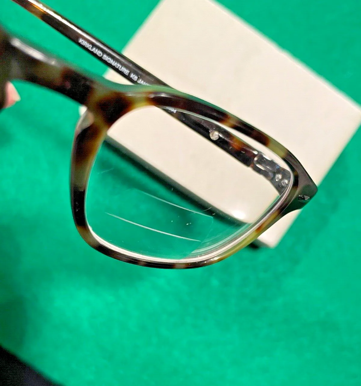 Women’s Kirkland Signature Rectangle Green / Tortoise Eyeglasses Frames~Preowned 2