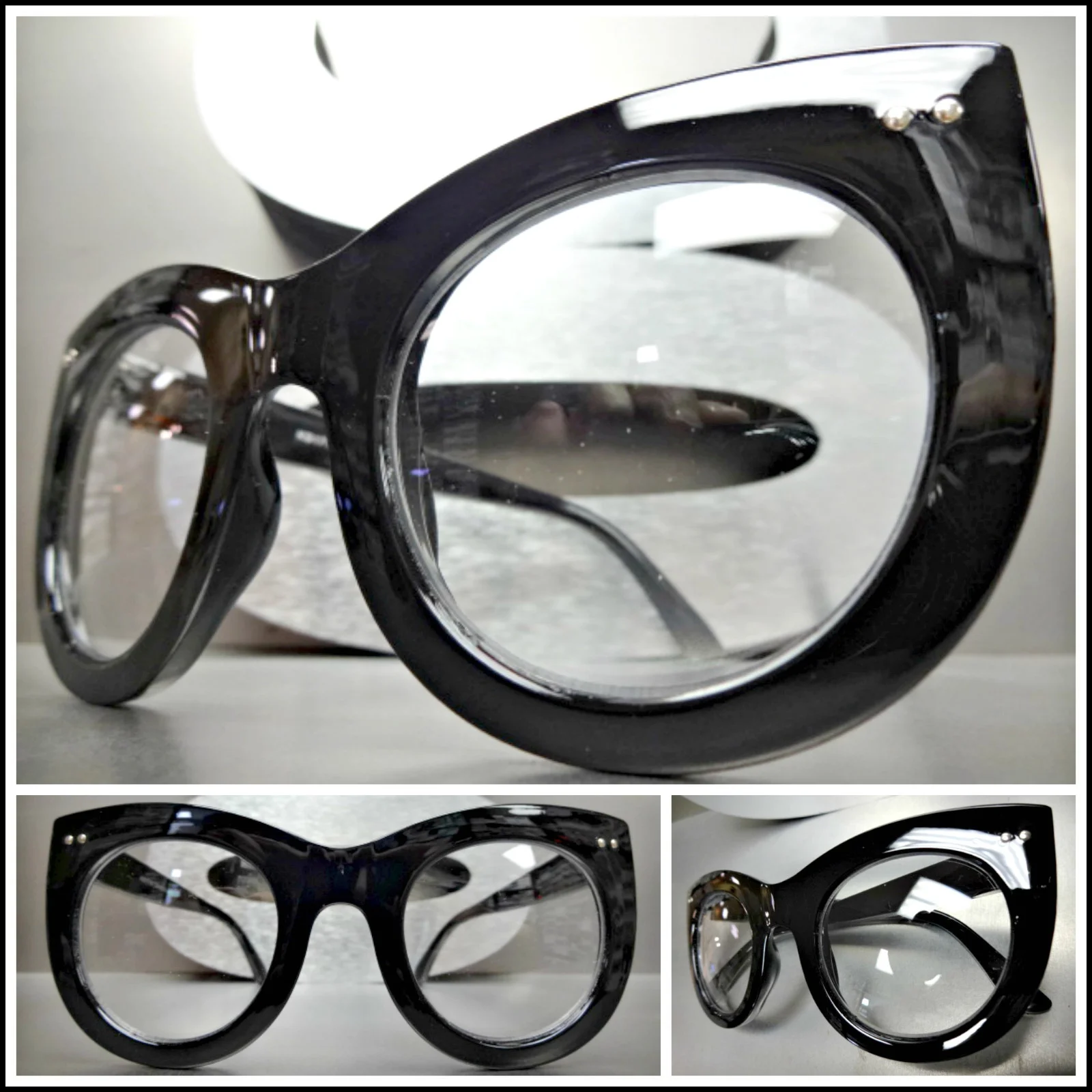 Womens Oversized Retro Clear Lens EYE GLASSES Large Rose Gold Heart Shaped Frame