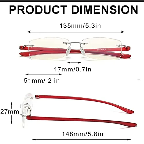 Womens Rimless Eyeglasses Frames V 314 Purple 52[]19-135 4