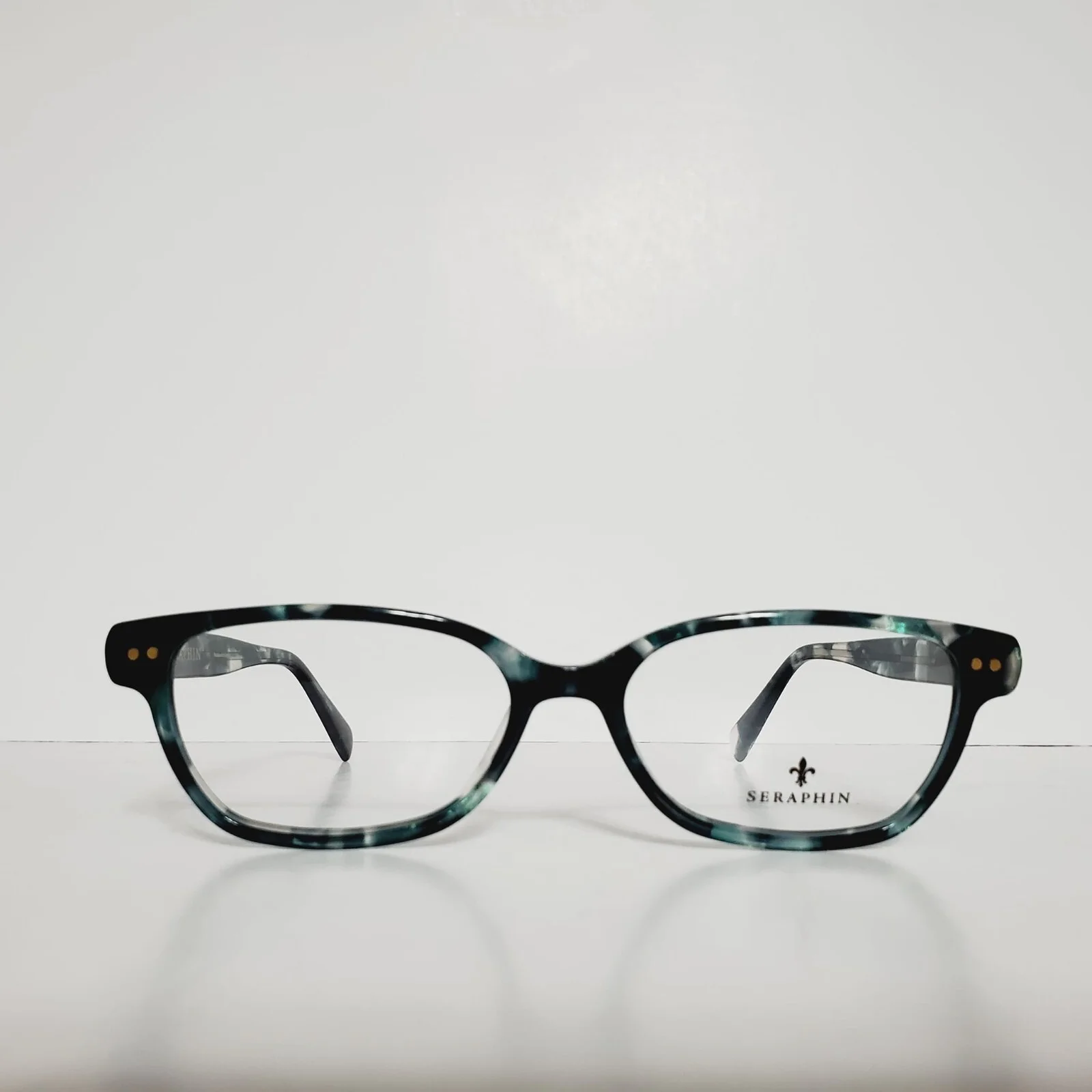 Womens Seraphin Kennedy Cat Eyeglasses Frames And Case 51-16-140 Emerald Pearl