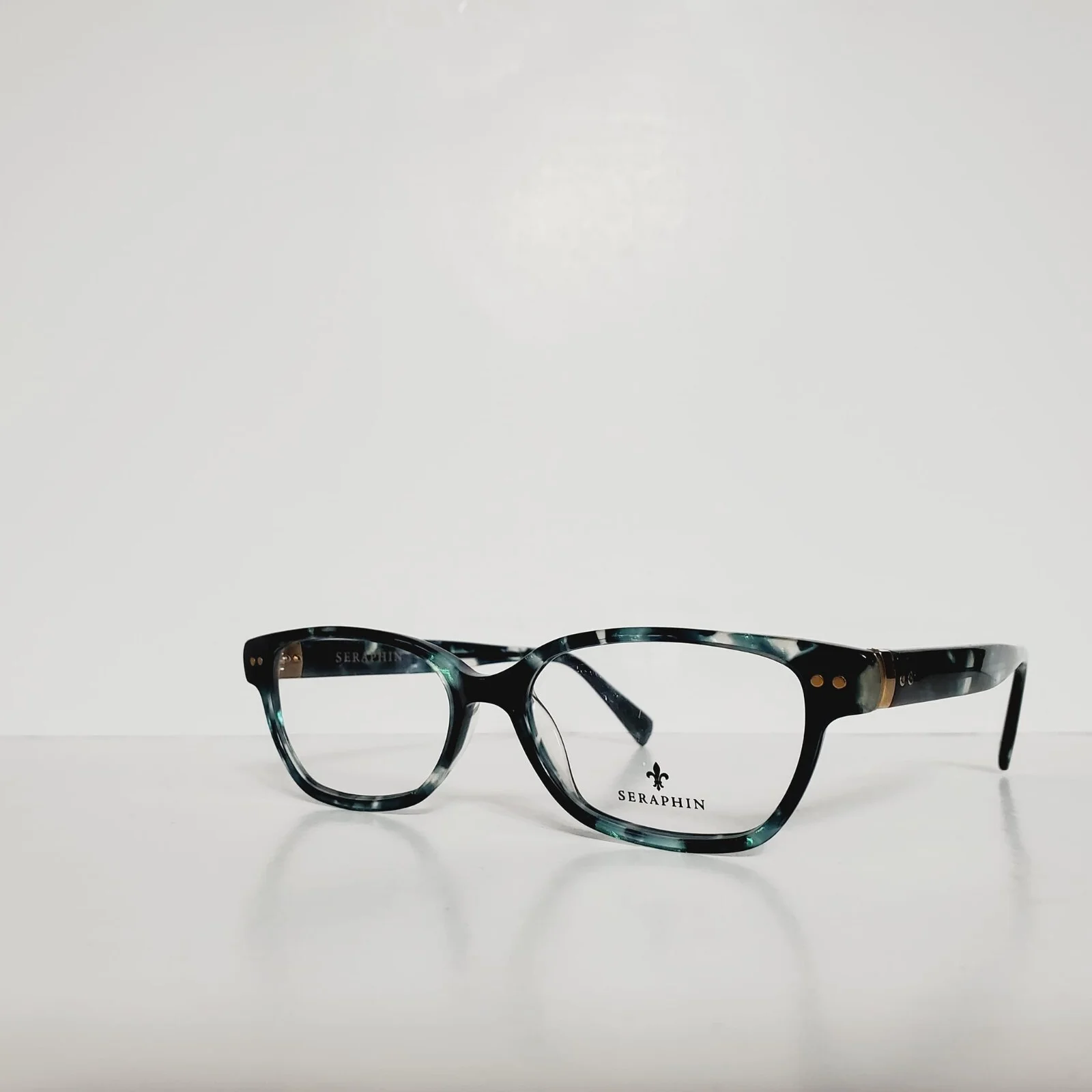Womens Seraphin Kennedy Cat Eyeglasses Frames And Case 51-16-140 Emerald Pearl 2