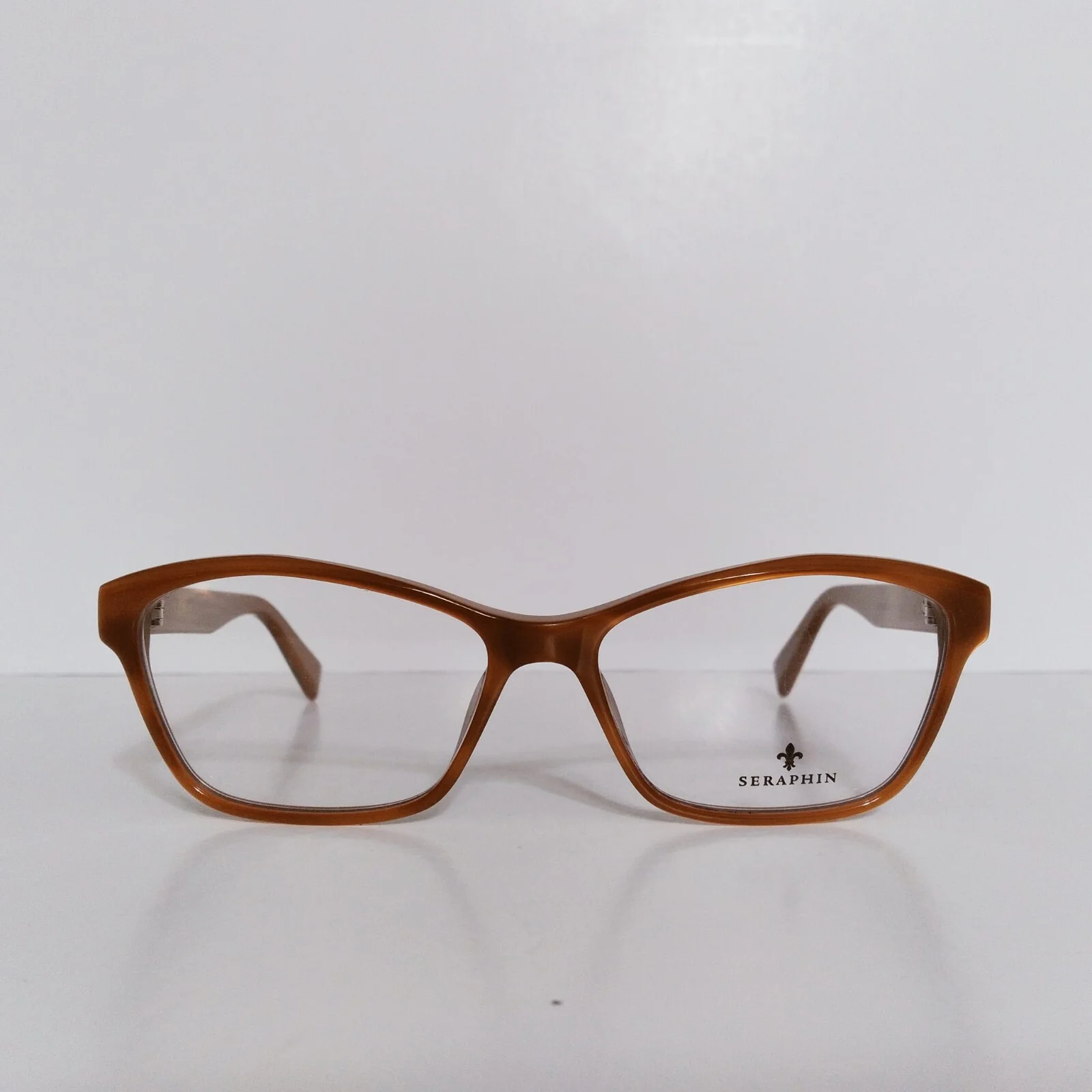 Womens Seraphin Summers Optical Designer Cat Eyeglasses Frames 55-15-140 Caramel