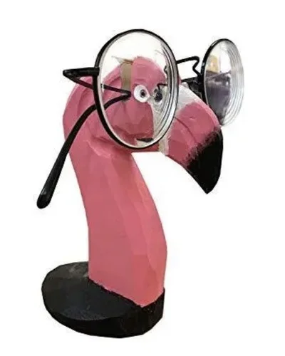 Wood Hand Carved Eyeglass Holder Flamingo Stand For Glasses