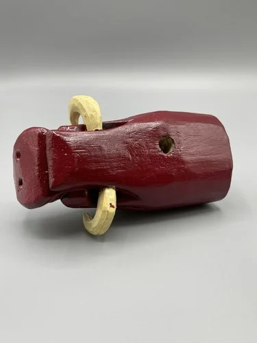 Wood Pig Hand Carved Snout Nose Hog Arkansas Red Eye Glass Holder Razorback Tusk 4