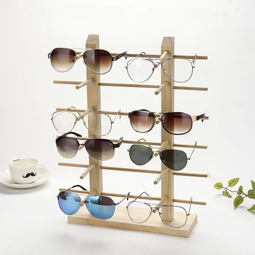 Wood Sunglasses Eyeglass Rack Glasses Display Stand Holder Organizer Tray Frame-