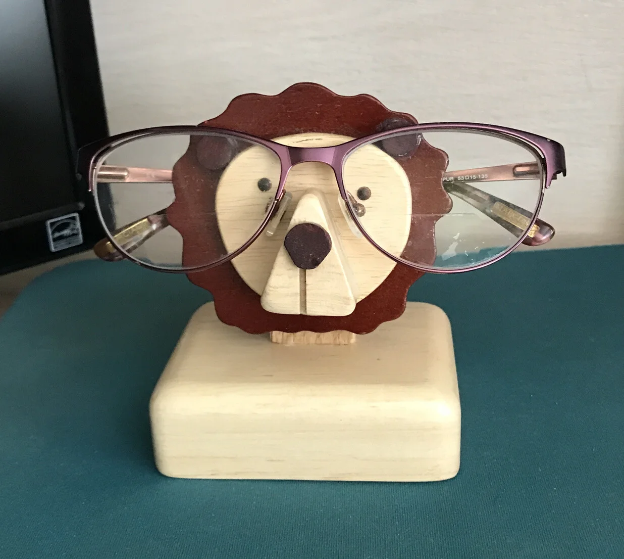 Wooden Handmade Bear Figurine Eye Glass Sunglass Holder, NEW No Box No Eye Glass
