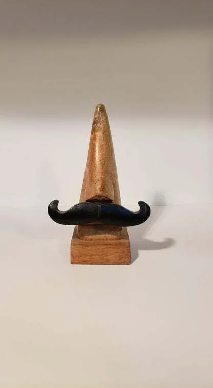 Wooden Nose Shaped Mustache Man Eyeglass Holder Stand