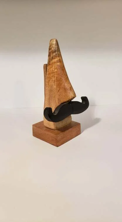 Wooden Nose Shaped Mustache Man Eyeglass Holder Stand 4