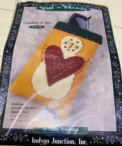 Wool N Whimsy Felt Embroidery Cross StitcH Kit Set Snowman Farmhouse Christmas 2