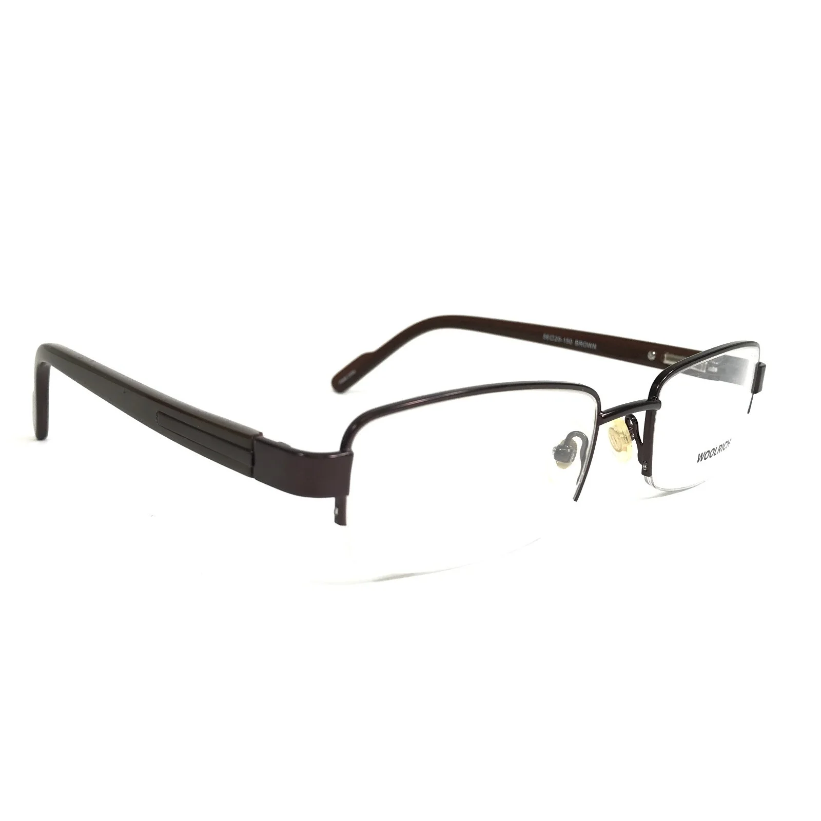 Woolrich Eyeglasses Frames 7812 BROWN Rectangular Half Rim 56-20-150 3