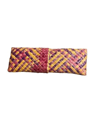 Woven Colorful Straw Eyeglass Case, Inner Liner, Slides Together, Unique