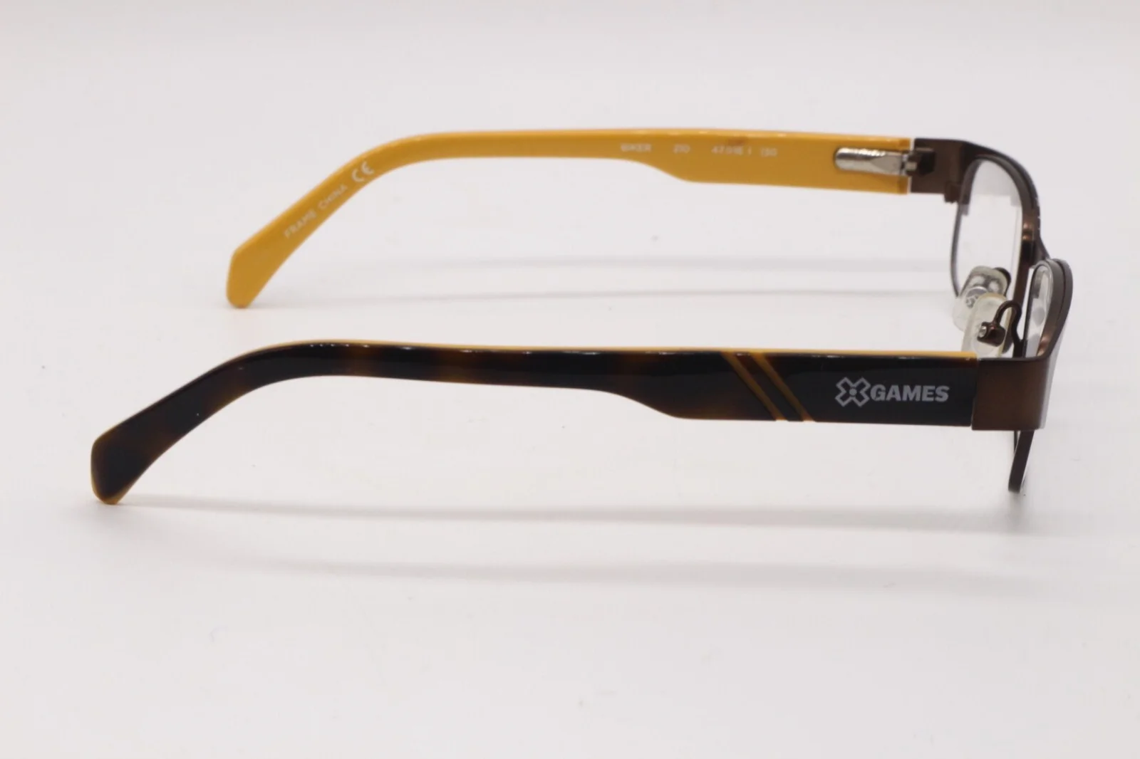 X GAMES BIKER 210 BROWN YELLOW OPTICAL AUTHENTIC FRAMES EYEGLASSES 47-16 3