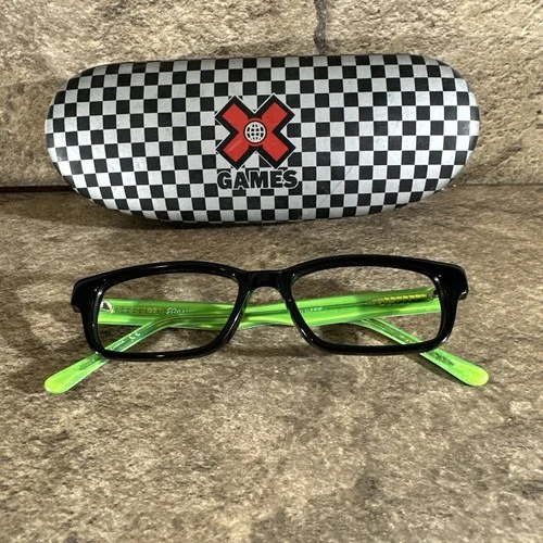X Games Halfpipe Kid’s Eyeglasses Frames Black Neon Green 47-15-130 With Case