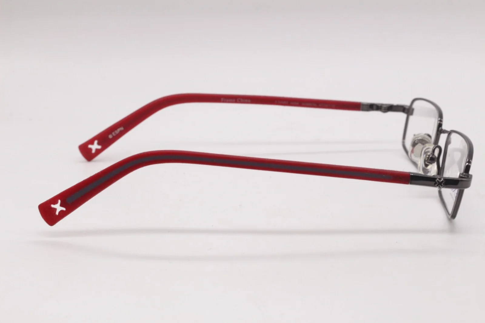 X GAMES HAWK GUNMETAL RED RECTANGLE OPTICAL AUTHENTIC FRAMES EYEGLASSES 47-18 3
