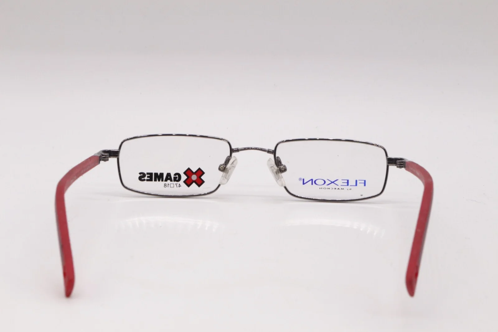X GAMES HAWK GUNMETAL RED RECTANGLE OPTICAL AUTHENTIC FRAMES EYEGLASSES 47-18 4