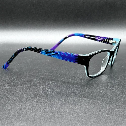 XOXO Fave Eyeglasses Frame BKBL Black Blue Purple 52-16-135 EUC 3