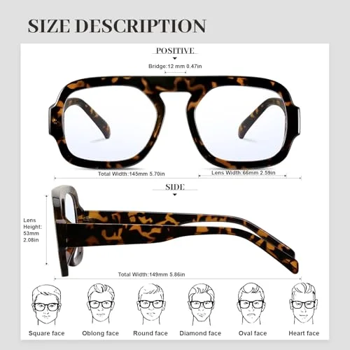 YMRFW Aviator Blue Light Blocking Glasses for Women Men Square Flat Top Computer TV Eyeglasses Anti Eyestrain 4