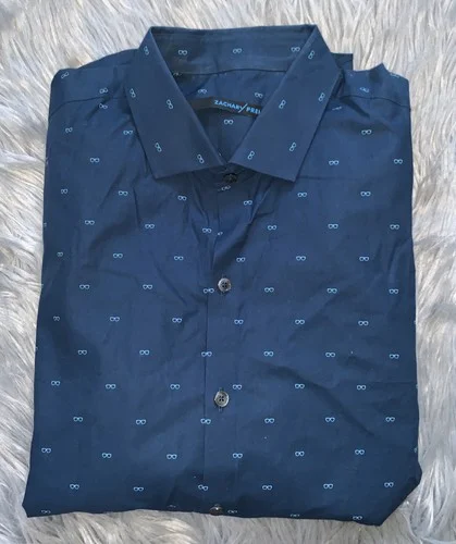 Zachary Prell Eye Glasses Blue Dress Button-Up Shirt M