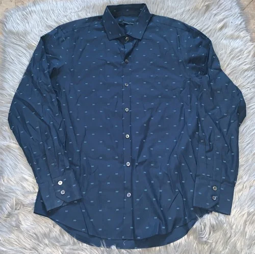 Zachary Prell Eye Glasses Blue Dress Button-Up Shirt M 2