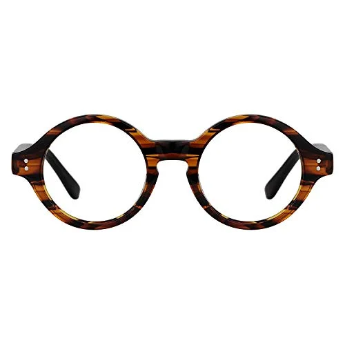Zeelool Unisex Retro Acetate Round Eyeglasses Frame with Clear Lens Giggs FA0249-01 Tortoise