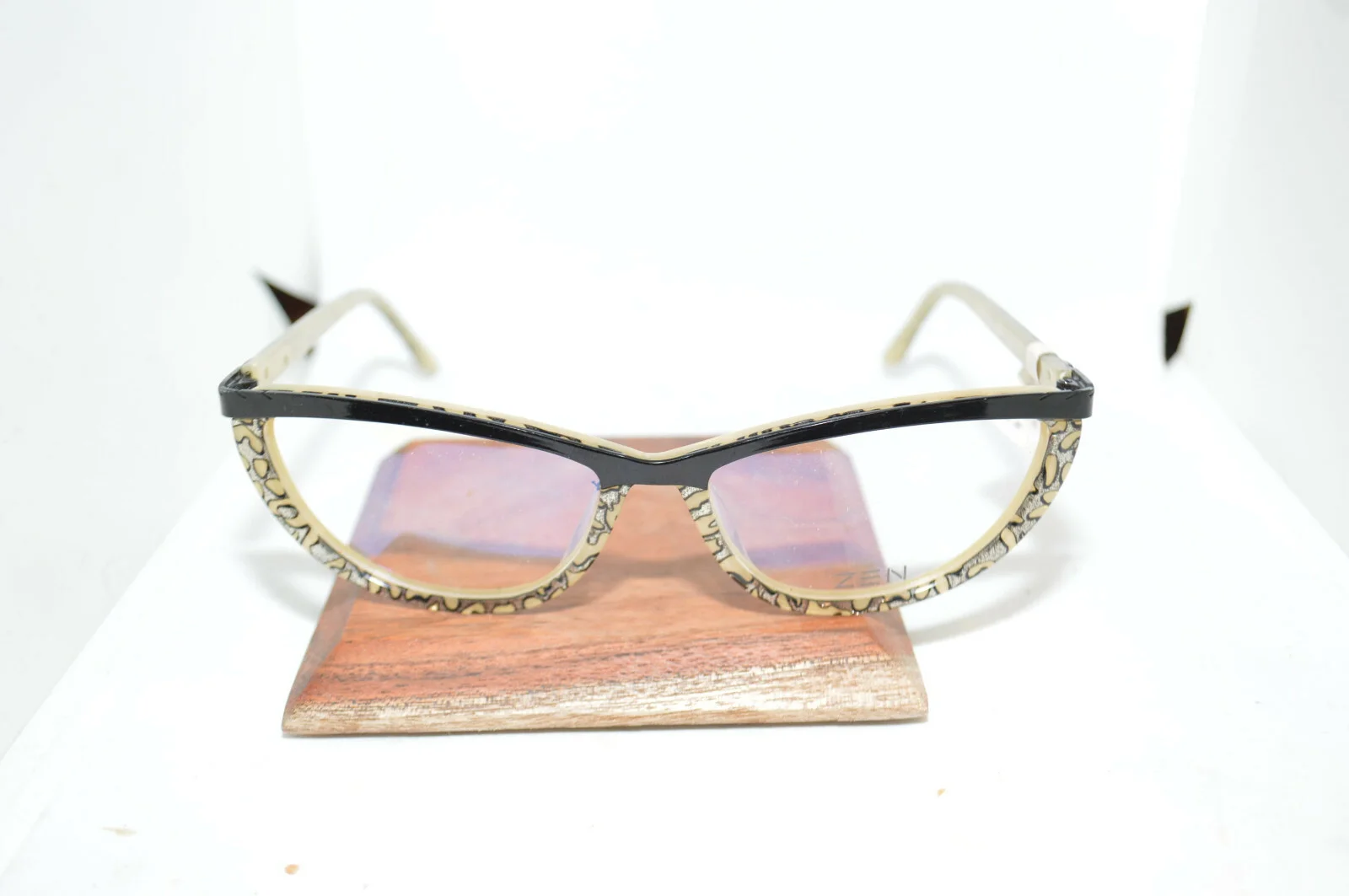 Zen Barcelona 353 Eyeglasses Frames Cateye 56[]18-145MM Black Cheetah NEW NWT
