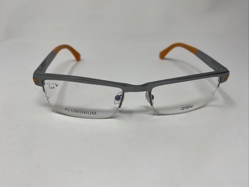 ZEN BARCELONA EYEGLASS FRAME 340 c1 55/18 SPAIN ALUMINUM SILVER ORANGE &044