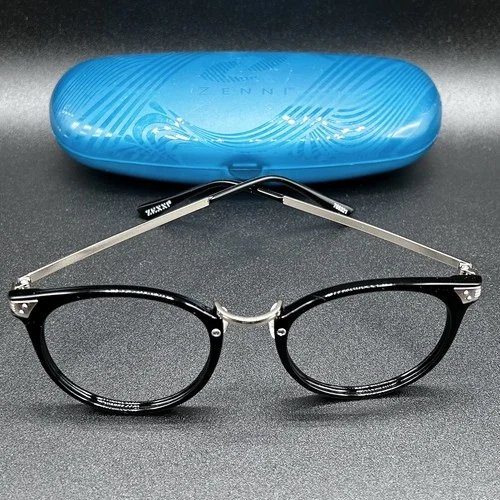 Zenni 785321 Round Eyeglasses Frame Black Gold 49-23-143 EUC