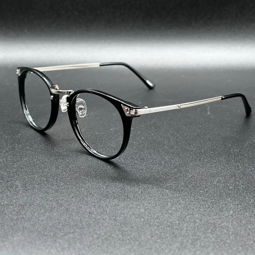 Zenni 785321 Round Eyeglasses Frame Black Gold 49-23-143 EUC 2